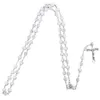 8mm New White Rosary Beads Religious Katolska radbandhalsband med fem decennier Rosarinbön Jesus Crucifix Stars Mary Centerpiece