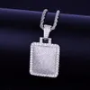 Bling Cage Dog Tag Necklace Pendant Steel Rope Chain Gold Color Iced Out Full Cubic Zircon Men's Hip Hop Jewelry for G203N