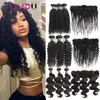 Onverwerkte Braziliaanse Virgin Human Hair Weave 3 Bundels met Kant Frontale Deep Body Wave Kinky Curly Hair Extensions Frontale Weeft Sluiting