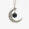 5 Styles Natural Black Lava Stone Necklace Silver Color Aromatherapy Essential Oil Diffuser Necklace For Women Jewelry