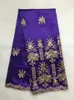 5 meter / pc Hot Sale Royal Blue George Lace Fabric med guldkvinnor Flower Design Afrikansk bomullstyg för kläder JG20-6