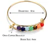 Neue Mode Naturstein Offene Armbänder 7 Reiki Chakra Healing Balance Perlen Armband Gold Versilbert Armreif Frauen Yogo Edlen Schmuck