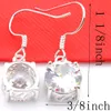 Luckyshine – boucles d'oreilles pendantes en argent Sterling 925 plaqué, topaze blanche circulaire de 10mm pour femmes, bijoux de fête de mariage, en zircone