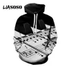 Liasoso 2018 3D Baskı Kadınlar Erkekler Hooded Hoodies Sweatshirt Kazak Harajuku Hip Hop Yaratıcı Tasarım Klasik Piyano Gülleri X0794
