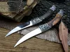 LCM66 tactische vouwen zakmes stalen blade hout handvat titanium survival messen jacht mes vissen bruinen gereedschap fruit mes