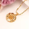 Dubai PENDANT Collier Femmes Éthiopien Pendentif Collier 18k Réel Jaune Or Fin GF filles fête Bijoux Afrique / Arabe Fleur Cadeaux jolie