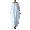 2018 Summer Plus Size Long Sleeve Dresses For Women 3xl 4xl 5xl Loose Cotton Linen Dress White Boho Shirt Dress Long Maxi Robe