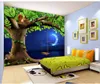 Vendita al dettaglio personalizzata Foresta Tranquilla Camera dei bambini Parete di fondo Scoiattolo della luna che guarda il murale sull'albero