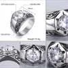 Top Quality Men's Rings silver Color Stainless Steel Ring Luxury Zircon Gem Rings Jewelry Female gift wholesale