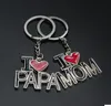 I LOVE PAPA MOM Keychains Key Ring Heart Keychain Mother's Father's