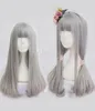 Wigs Light Grey Long Straight Synthetic Hair Wigs