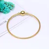 DropShipping Gold Color Bangle Bracelets Fit Charm Beads for pandora Women Girl Christmas Birthday Gifts BR014