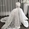 Dubai glamoureuze zeemeermin trouwjurken met overskirt sexy strapless full lace bal gown bruidsjurk Saoedi-Arabië prinses bruidsjurken