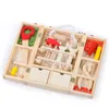 Free shipping kids toys Toolbox Set Wooden simulation Woodworking box boy Puzzle screwdriver tool Set