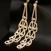 Quaste baumeln Ohrringe Gold Strass lange Silber neue Mode Clip Ohrringe für Frauen Mädchen einzigartige Hochzeit Schmuck Großhandel DHL