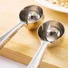Stainless Steel Coffee Measuring Spoon With Bag Seal Clip Silver Multifunction Jelly Ice Cream Fruit Scoop Spoon Kitchen Accessories WX9-473