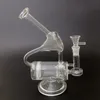 7Inches Glass Bongs Double Recycler Hookahs Chamber Percolator 14mm kvinnliga gemensamma vattenledningar 4mm Tänksamhet Inline Perc Dab Oil Rigs With Bowl WP143