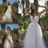 Asaf Dadush 2019 Beach Tulle Abiti da sposa Backless Spaghetti Scollo a V Abiti da sposa economici Abito da sposa taglie forti