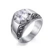 Top Quality Men's Rings silver Color Stainless Steel Ring Luxury Zircon Gem Rings Jewelry Female gift wholesale