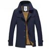 Winter Mens Koreaanse Trenchcoat Jacket Lange Sectie Windbreaker Youth Casual Man Jacket Plus Cashmere Male Kleding Knop