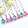 12 Pcs Colored New Pendants Luckyshine 925 sterling silver small and Pretty Bi colored Tourmaline Necklaces Pendant For Lady Party Gift DI