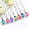 12 pcs colorido novo pingentes luckyshine 925 esterlina prata pequena e bonito bi colorido tourmaline colares pingente para lady festa presente di