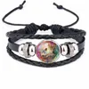 Bracelet cabochon en verre hurlant de loup de lune bracelets d'enveloppement multicouches en cuir réglables bracelet manchette femmes enfants bijoux de mode volonté et sable