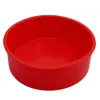 Rodada Red Silicone Bolo Baking Mold Pan Bandeja DIY Ser seguro para usar no forno, microondas, geladeira, etc
