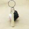 Sport baseball goves nyckelringar trä baseball bat keyring nyckelringar väska hänger mode smycken