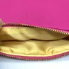 6 * 9in rosa quente bolsa de maquiagem de lona de algodão puro com zíper de metal dourado forro de ouro em branco rosa saco cosmético saco de produtos de higiene pessoal para impressão personalizada