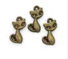 100st / lot Alloy Cat Kitty Charms Antik Silver Bronze Charms Hängsmycke för halsband Smycken gör fynd 17x8mm