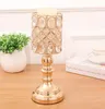 Eigenaardige metalen gouden afwerking kaarshouder met kristallen bruiloft kandelabra houder centerpiece woondecoratie kandelaars WT077