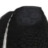 Brazilian Kinky Straight Yaki Human Hair Ponytail Extensions Natural Black 1b clip in drawstring poney 12-24inch (14") free ship 100g-160g