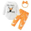 Kerstmis babykleding sets pasgeboren xmas herten hoofd lange mouw t-shirt + broek + hoofdband baby 3 stks sets peuter baby jongens meisjes kleding