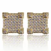 On Hiphop Men Gold Earring Micro Pave Cz Rhinestone Crystal Square Shape Stud Earrings Studs For Women Jewelry Gifts255E
