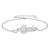 Pulseiras banhadas a ouro 18k com nome de letra escrita "Alexis" com nome gravado pulseiras para mulheres e meninas pulseira personalizada com link de charme presente de Natal