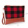 Red Buffalo Plaid Cosmetic Bag flanell Black Gingham Handbag Domil Blanks Wholesale Over Night Clutch Domil106-1139