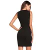 Luote Vestido ajustado de lentejuelas de verano para mujer, vestido de tubo con cuello en V, por encima de la rodilla, sin mangas, con cremallera, vestido sexy para fiesta y club