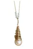 Perle baroque surdimensionnée originale enveloppée de fil d'or avec une variété de cadeaux de collier et de chaîne de chandail
