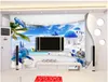 Photo personnalisé papier peint KTV égéen 3d dauphin stéréo tv fond mur décor à la maison salon revêtement mural