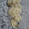 Fita de trama de pele virgem brasileira onda de corpo em extensão de cabelo de pele 40 pcs 7a fita loira extensões de cabelo fita humana hair9578845