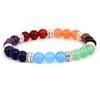 Hot 7 Chakra Armband Män Healing Balance Beads Chain Reiki Buddha Bön Agate Tiger Natural Stone Bangle för Kvinnor Mode Smycken