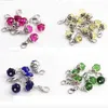 100PCS/lot Mixed Colors Crystal Birthstone Dangles Birthday Stone Pendant Charms Beads With Lobster Clasp Fit For Floating Locket FD132