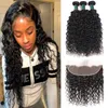 Brazilian Water Wave Bundles With Frontal Top Quality Peruvian Malaysian Remy Human Hair Weave 3 Bundles With 13*4 Lace Frontal Wet and Wavy