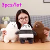 3pcslot 30cm Kawaii We Bare Bears Peluche Cartone animato Orso Farcito Grizzly Grigio Orso bianco Bambola Panda Bambini Amore Regalo di compleanno LA028