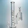 Straight Tube Hookahs Glass Water Bongs Triple Percolator Bong Beecomb Perc Pipes Birdcage Perc With Ash Catcher Dab Rigs 18mm Joint Oil Rig HR316