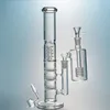 Straight Tube Hookahs Glass Water Bongs Triple Percolator Bong Beecomb Perc Pipes Birdcage Perc With Ash Catcher Dab Rigs 18mm Joint Oil Rig HR316