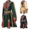 Bohème Robes Africaines Sexy Dashiki Moulante Ethnique Robe Femmes Tribu Kaftan Mode Tops Mince Casual Robe Imprimer À Manches Longues Robe B3743