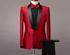 New Style Red Shawl Lapel One Button Groom Tuxedos Black Men Suits Wedding/Prom/Dinner Man Blazer(Jacket+Pants+Tie)