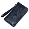 Männer Design Business Vintage Lange Brieftasche Echtes Kuh Leder Krokodil Muster Stil Männlichen Geldbörse Lässig Kupplung Handtaschen